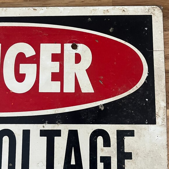 Vintage Work Sign Danger High Voltage Keep Away Garage Industrial Shop Man Cave - Picture 4 of 9